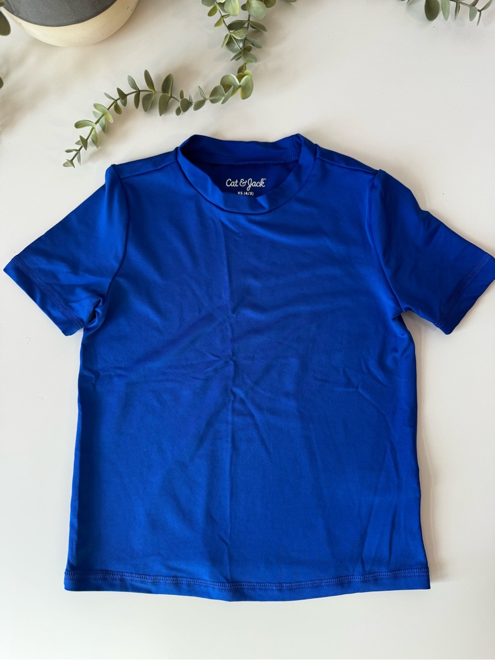 Cat & Jack Blue Rash Guard Swim Shirt Boys XS 4/5 UPF
